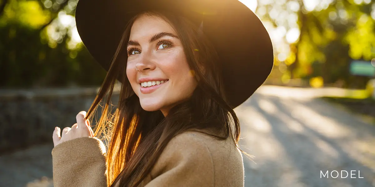 Woman without Excess Fat Smiling
