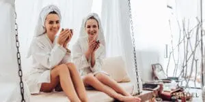Models with Smooth Legs at the Spa