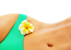 Model with Flat Stomach Laying Down