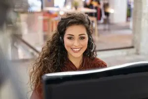 Model Demonstrating a Video Call
