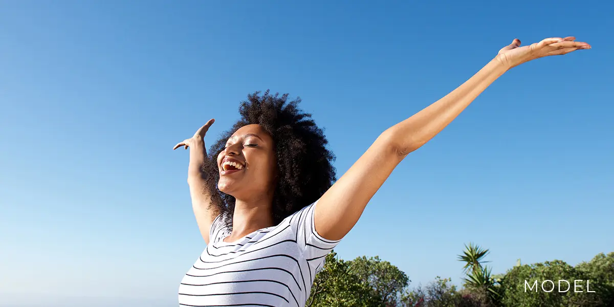 Model with Hair-Free Arms