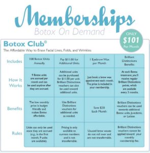 Botox Membership Table